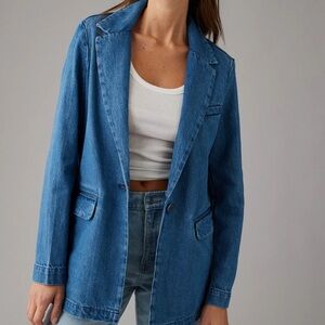 American Eagle Outfitters Blue Denim Blazer